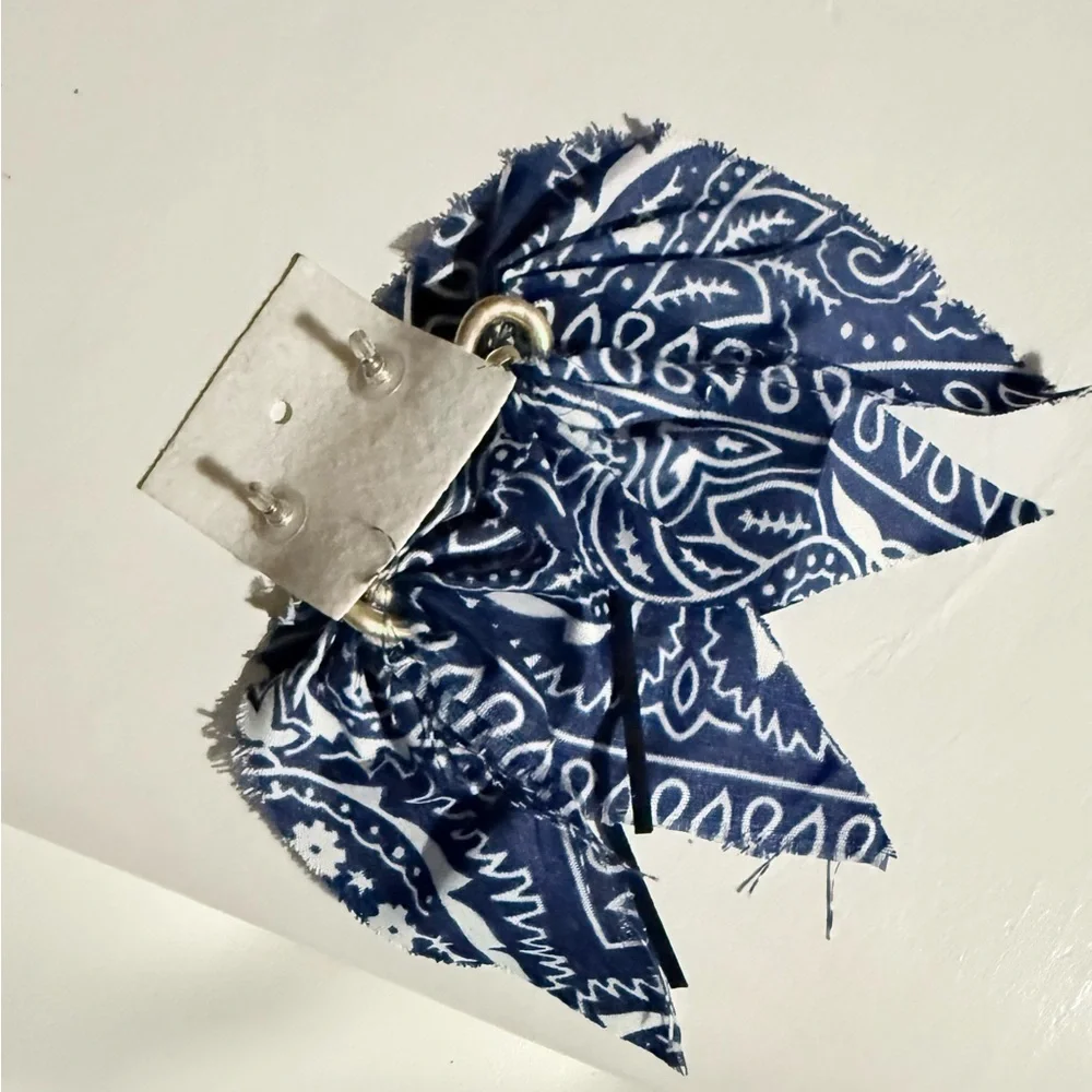 Free People x Ariana Oust Navy Bandana Earrings with Gold Accents